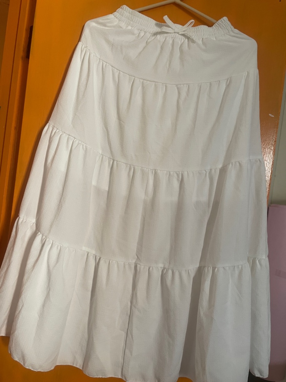 White Tiered Maxi Skirt - Lightweight Women's Skirt